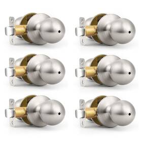 B0cj9h1gt7 Probrico Brushed Nickel Privacy Door Knobs 6 Pack Bedroom Bathroom Keyless