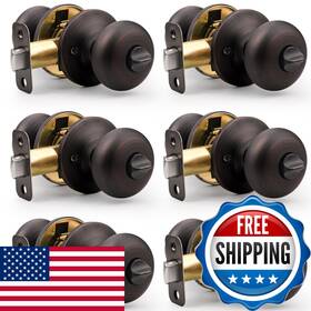 Probrico B0dhzh1tcm Privacy Door Knobs Interior 6 Pack Oil Rubbed Bronze Knob Lock