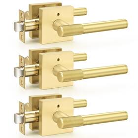 B0fcml1kqh Probrico Brushed Gold Door Handle Interior Knurled Privacy Keyless Lock