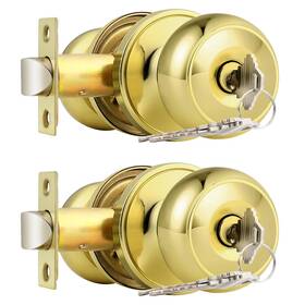 B0fp2hd6b4 Probrico Polished Brass Entry Door Knob With Lock And Key 2 Pack Not Keyed Alike