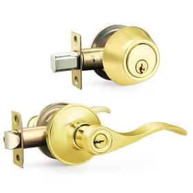 Dl12061et-102pb Probrico New Entry Door Lever Double Lock Keyed Alike Combo Pk