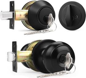 Dl5766bk Probrico Keyed Alike Entry Door Knob And Single Cylinder Deadbolt Lockset Black