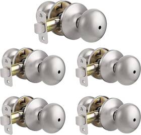 Dl5766snbk-5 Probrico #pack Keyless Privacy Door Knobs For Bedroom And Bathroom - Brushed Nickel