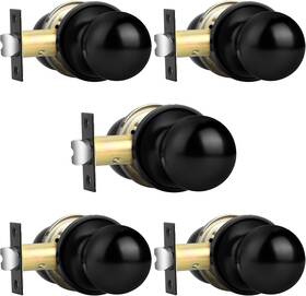 Dl607bkps-5 Probrico #pack Matte Black Hall/closet Door Knobs Round Ball Passage For I