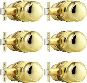 Dl609pbps-6 Probrico #pack Passage Door Knobs Polished Brass Interior Hall/closet Handles Key