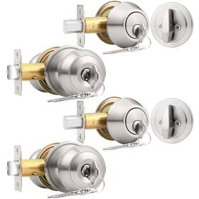 Sn609cb-dl101pbus-2packfba Probrico Keyed Alike Entry Door Knob And Single Cylinder Deadbolt Lockset