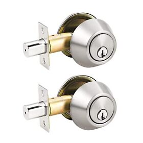Probrico2 Pack Keyed Alike Single Cylinder Deadbolts Brushed Nickel Combo