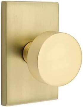 5212rouus4 Products Inc Privacy Set Modern Rectangle Rosette Round Knob Satin Brass