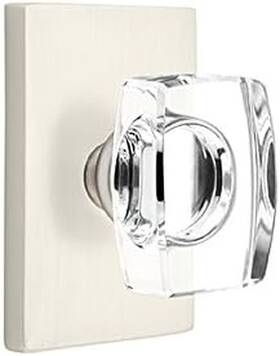 5212wsus15 Products Inc Privacy Set Modern Rectangle Rosette Windsor Crystal Knob Satin Nickel