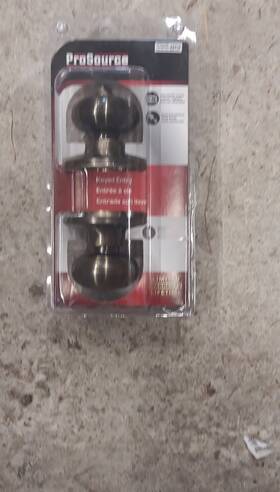 5746052 Prosource Antique Brass Metal Round Keyed Entry Door Knob Set With Key Hardware