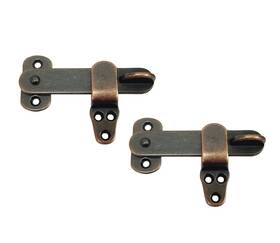 L97-002 Qcaa Solid Cast Brass Door Latch For Cabinet 4 Inch Antique Copper 2 Pack
