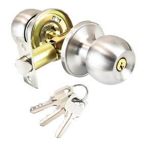 Qrity 889743372380 Ball Door Knob Keyed Entry With Lock Interior And Exterior L