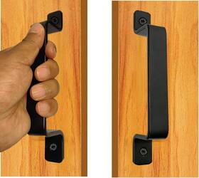 Qualiall 793288933428 Premium Barn Door Handles Black 7.4 Inch 2 Packs Heavy Duty Rustic Metal Pull
