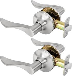 Rafeciee 445055945921 Passage Door Handle Satin Nickel Wave Style Closet Lever 2 Pack