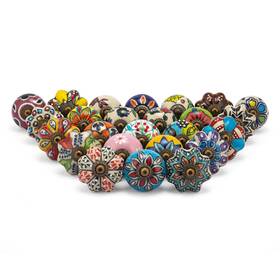 Dkb-ast-mt-p25 Rasiya Art Knobs For Dresser Drawers - Assorted Multicolor Countryside Cabinet Door Pull