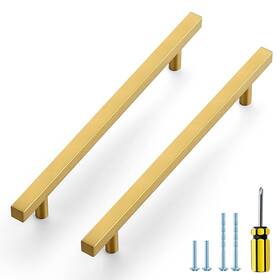 Ocnyjfxlsd192256js25 Ravinte 25 Pack Gold Cabinet Handles 7-1/2 Inch Brushed Brass Square