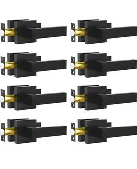 Razcc 197988943365 Passage Door Handle 8-pack Matte Black Square Lever Interior Keyless - Fast Ship