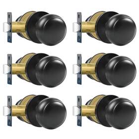 B0drnz7kzw Razcc 6-pack Matte Black Passage Door Knobs Non-locking Interior Round Handles