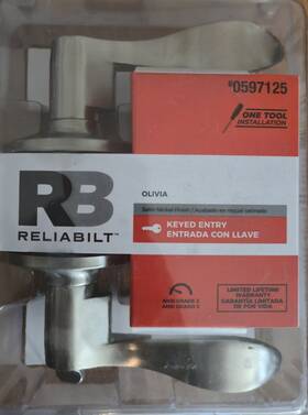 0597125 Reliabilt Olivia Satin Nickel Exterior Keyed Entry Door Handle #0597125 New