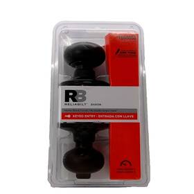1658868 Reliabilt Baron Matted Black Finish Keyed Entry Door Knob Set New