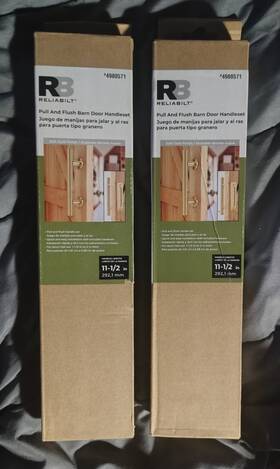 4980571 Reliabilt 2 - Soft Gold Indoor Single Barn Door Handle. Lot Of Two