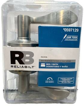 597129 Reliabuilt Reliabilt Olivia Satin Nickel Reversible Privacy Bed/bath One Tool Installation