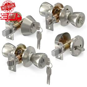Reluen 726084122390 Set Of 2 Mobile Home Door Lock Exterior Keyed Knobs