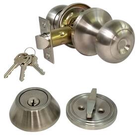 Rs-dk-pa-00-ss-10 Ri-key Security Passage Doorknob And Keyed Deadbolt Lock Set Entry Kw1 Stainless Steel With 3 Keys
