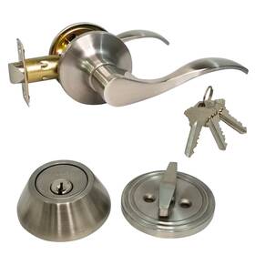 Rs-lr-pa-ss-25 Ri-key Security Passage Lever And Keyed Deadbolt Lock Set Entry Sc1 Stainless Steel With 3 Keys