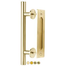 Rio Salto 850037531882 12inch Brushed Brass Gold Barn Door Handle Kit Closet Solid Aluminum