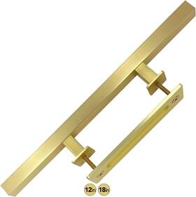 Rio Salto 850057476859 18 Inch Brushed Brass Gold Barn Door Handle Kit Closet Stainless Steel 1 Pack
