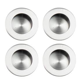 Rsb1923 Risbay Round Sliding Closet Door Handles Silver Flush Finger Pulls 2-inch Dia.sta Inch