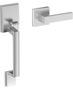 Sil01 Roughshi Front Entry Handle Single Cylinder Lower Handleset Door Lever Satin Nickel Silve
