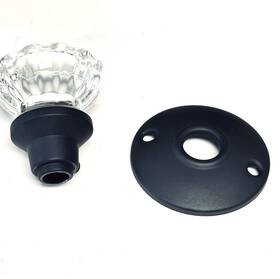 1919eab-sd Rousso Reproductions 2-pk Repro Crystal Clear Fluted Glass Knob Dummy Bifold Closet Matte Blk