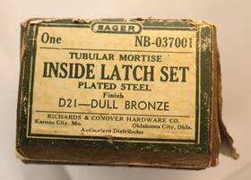 Sager Nb-037001 1 Inside Door Latch Set / Dull Bronze Finish Nos Mtt