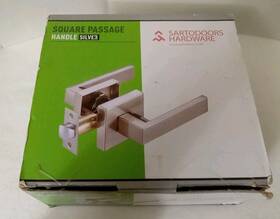 Passage-1-si Sartodoors Modern Square Passage Handle Satin Nickel