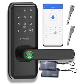Savvylife-m1 Savvylife Keyless Entry Fingerprint Smart Door Lock With Handle Biometric Digital Elec