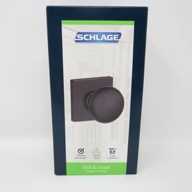 Schlage 043156026388 Door Knob Hall And Closet Aged Bronze Model F10 Gc Ply 716 Col Nib
