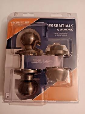 Schlage 043156098835 Jeffir Antique Brass Single Cylinder Deadbolt And Keyed Entry Combo Pack