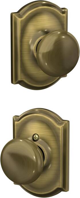 Schlage 043156121601 F10 Ply 609 Cam Camelot Collection Plymouth Passage Knob Antique Brass