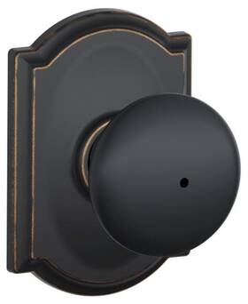 F40ply716cam Schlage 043156121878 F40-ply-cam Plymouth Privacy Door Knob Set - Bronze