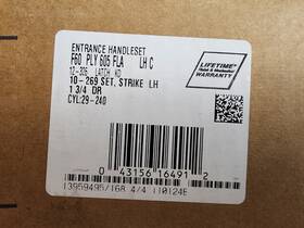 Schlage 043156164912 Entrance Handleset F60 Ply 605 Fla Lh C Door Handle 1 3/4 Dr Gold Color
