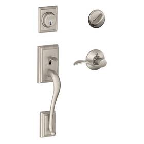 Schlage 043156165056 Addison Single Cylinder Handleset And Right Hand Accent Lever Satin