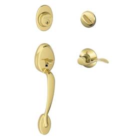 Schlage 043156165186 Plymouth Single Cylinder Handleset And Left Hand Accent Lever Bright