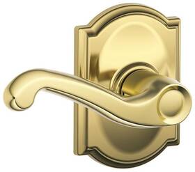 F10fla505cam Schlage 043156169917 F10-fla-cam Flair Passage Door Lever Set - Brass