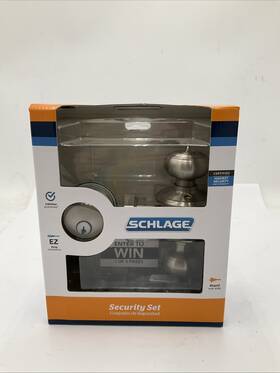 Schlage 043156171415 Georgian Satin Nickel Single Cylinder Deadbolt And Keyed Entry Door Knob