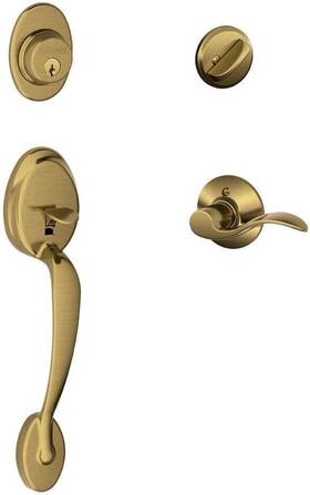 Schlage 043156196210 Plymouth Single Cylinder Handleset Left Hand Accent Lever Antique Brass