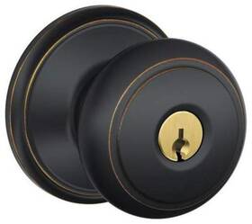 Schlage 043156230273 F80-and Andover Storeroom Door Knob Set - Bronze