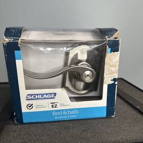 Schlage 043156252824 Accent Satin Nickel Privacy Bed/bath Door Handle Lock With Camelot Trim