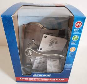 Schlage 043156254422 New-sealed Accent Keyed Entry With Alarm Satin Nickel